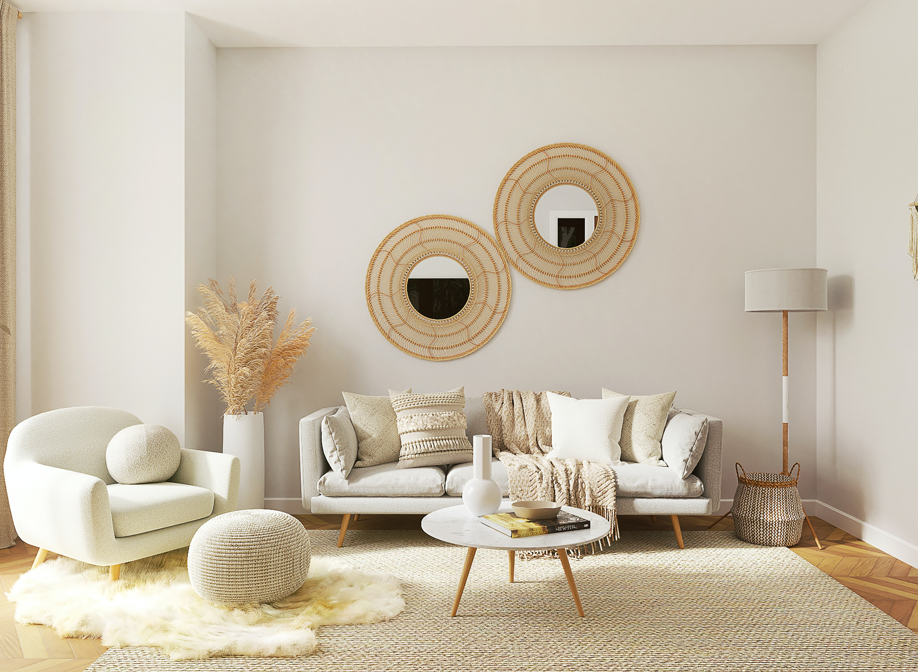 organic shapes and plush furniture will make a living room stand out with 2024 interior design trends