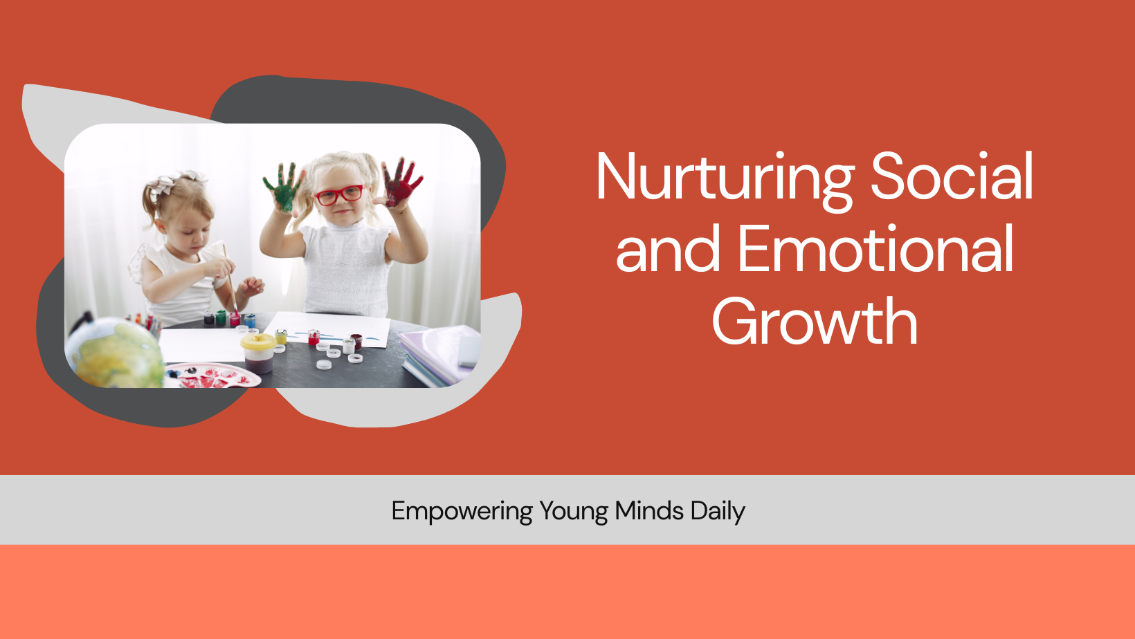 "Joyful and colorful illustration of young children building friendships and emotional skills through playful activities."