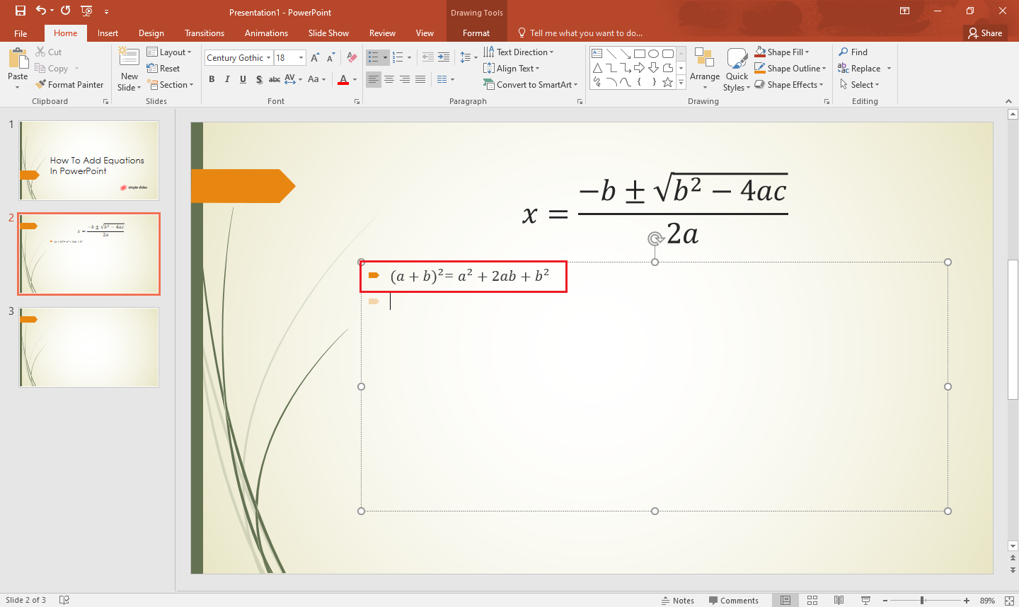 once you've done typing, press "Enter" to start typing your next equation.