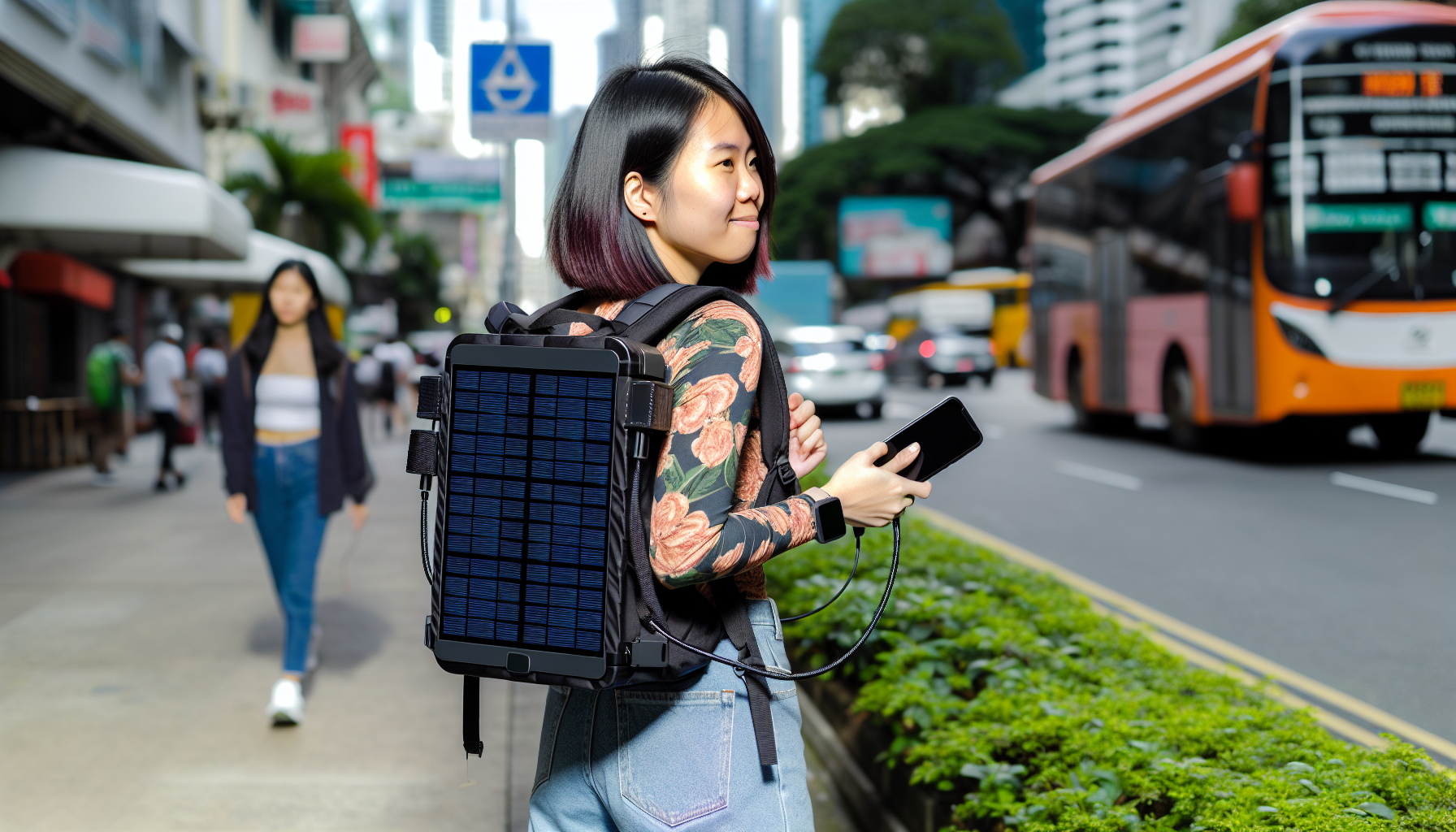 Charging devices using solar backpack