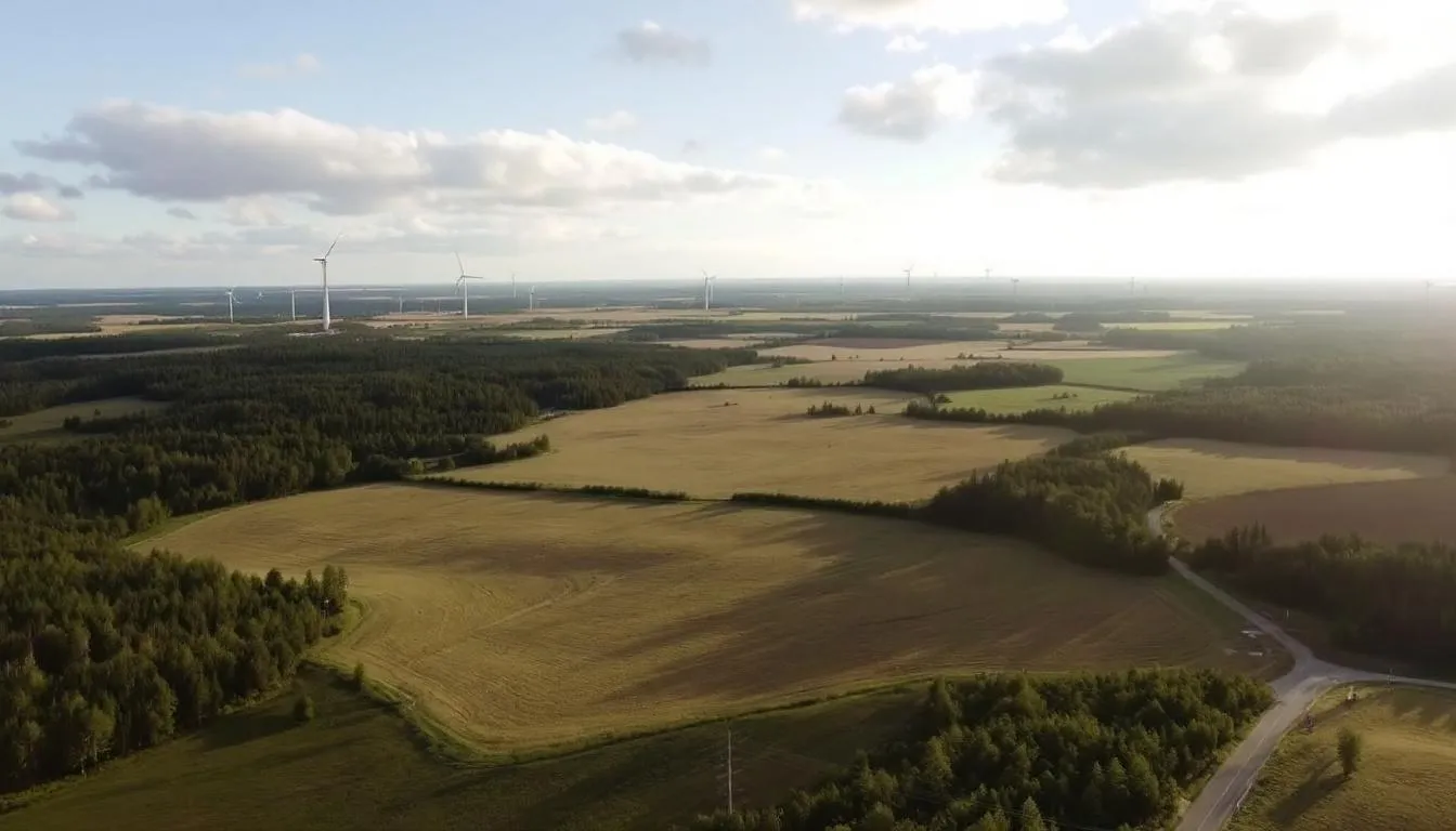 L'image montre un paysage du Centre-du-Québec, mettant en avant des panneaux solaires qui illustrent le potentiel de développement énergétique de la région. Ce site symbolise la transition vers les énergies renouvelables et l'importance de l'énergie solaire pour les communautés locales.
