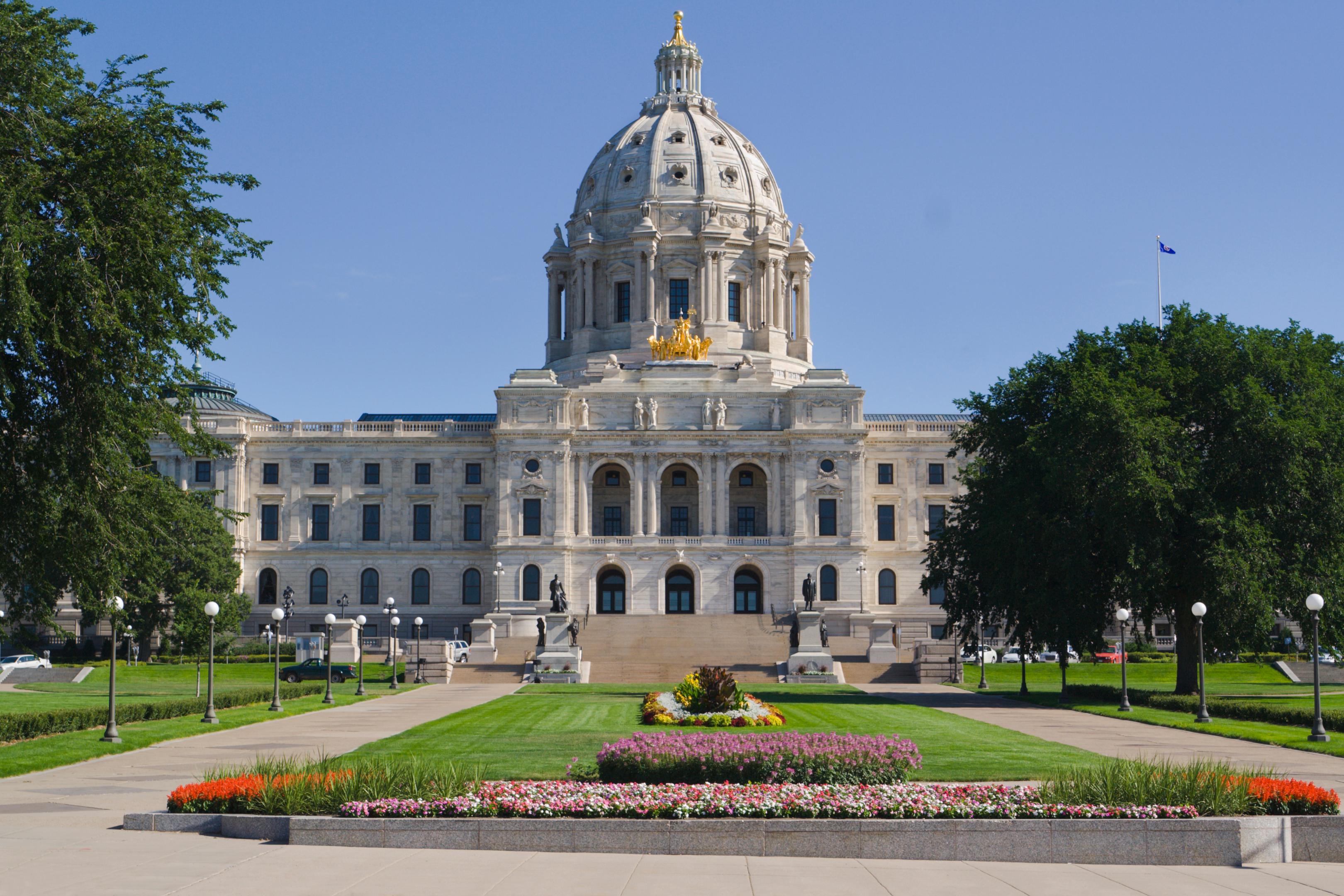 Front entrance approach of the Minnesota State Capitol building in St. Paul, Minnesota