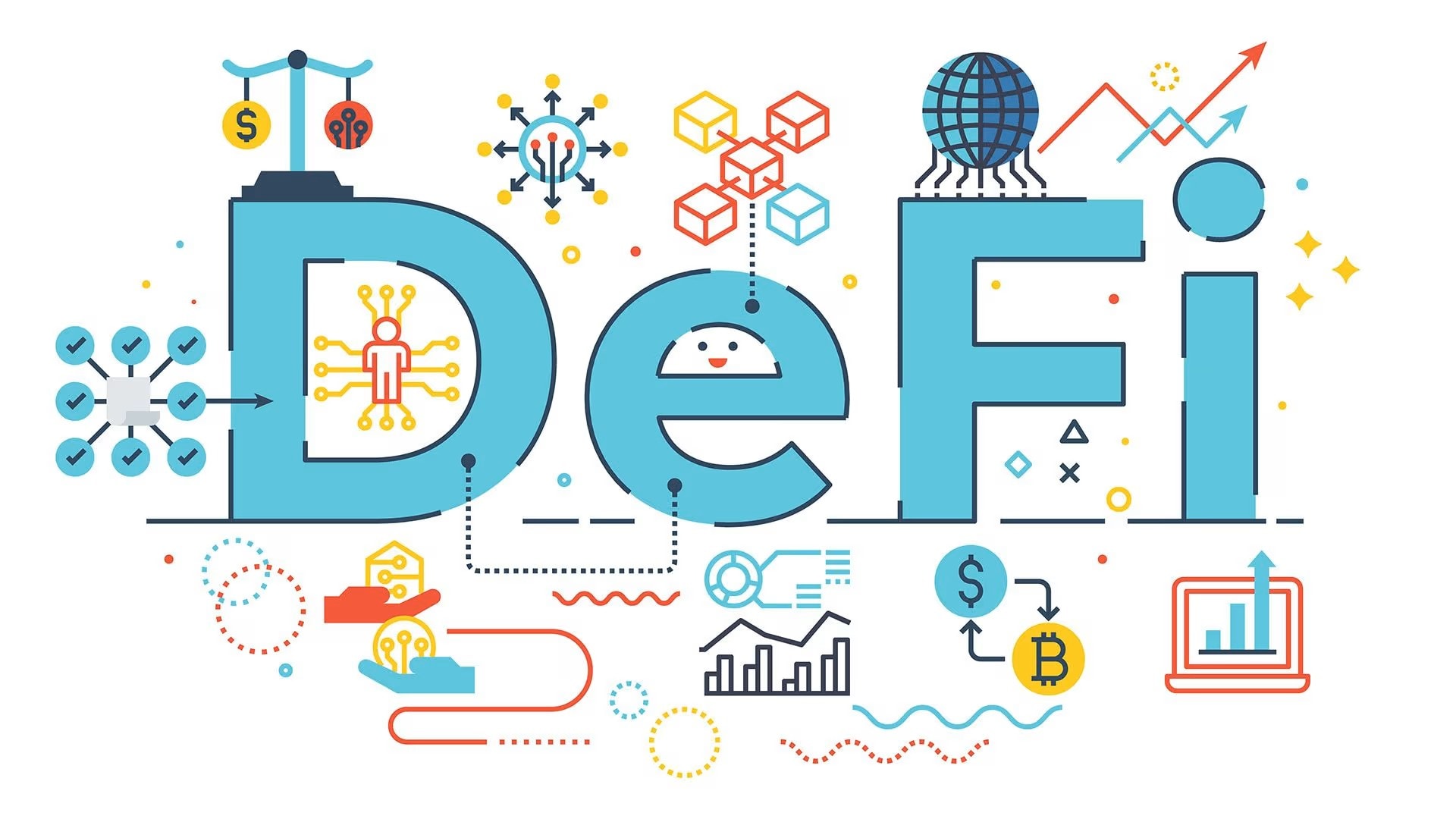 A visual representation of a Decentralized Financial system. 