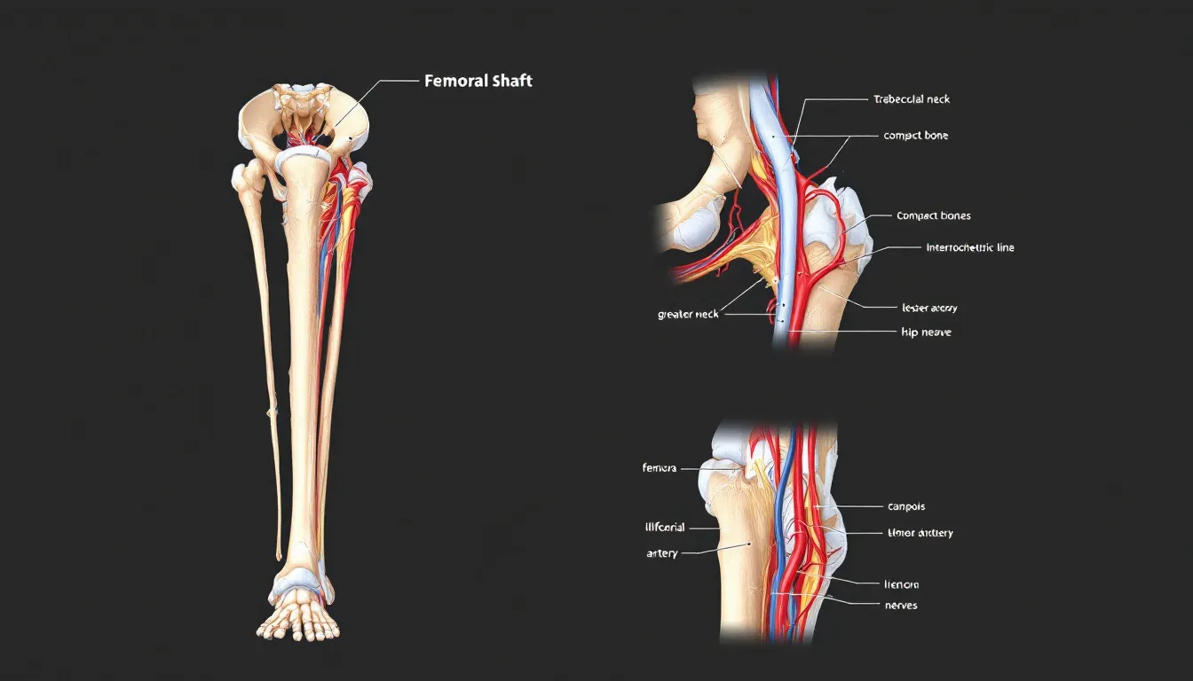 Femur: Anatomy, Diagram, Location, Parts and Functions 3 Structure of the femoral shaft illustrating its components.