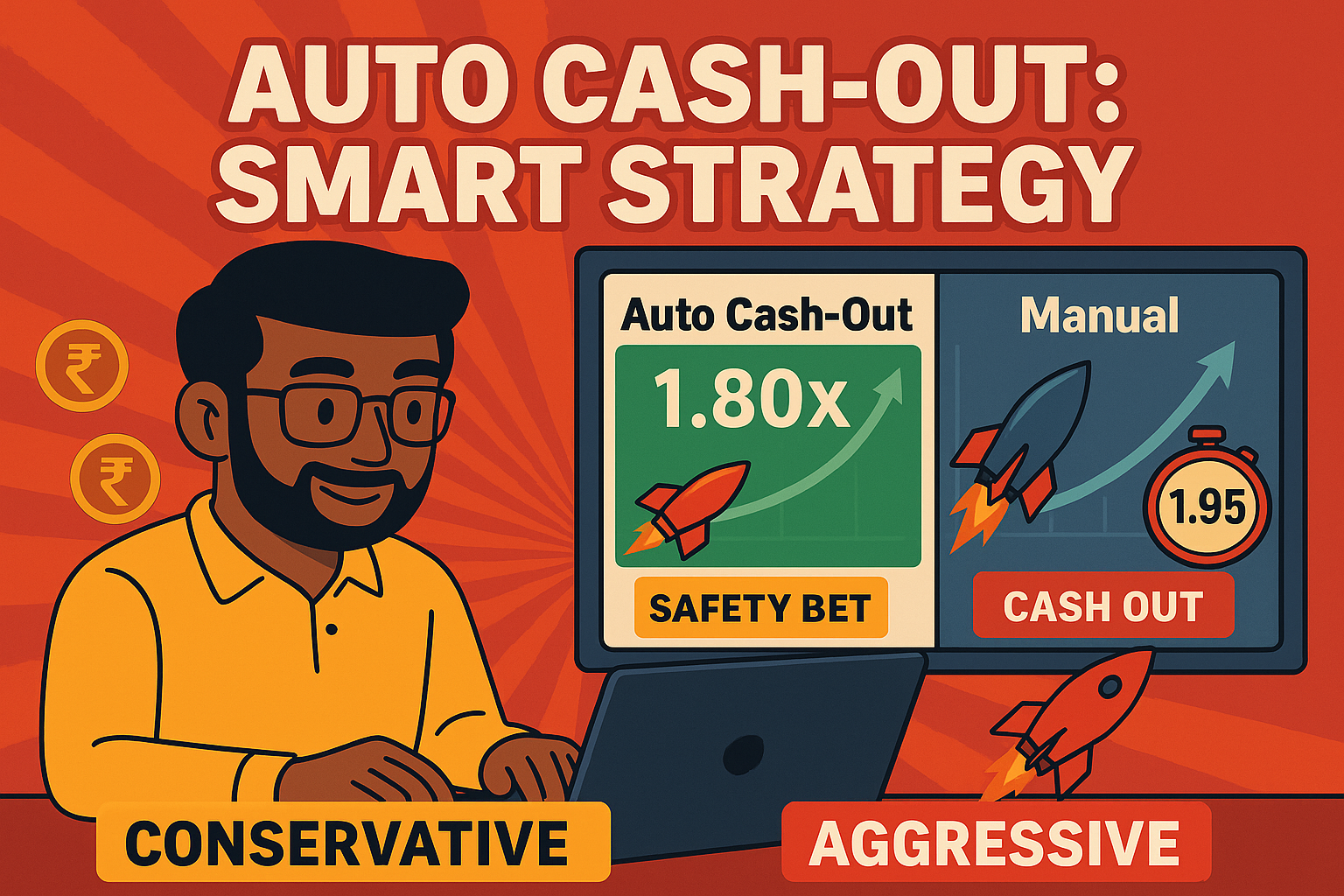 Auto-cashout interface with double bet settings and smart strategy