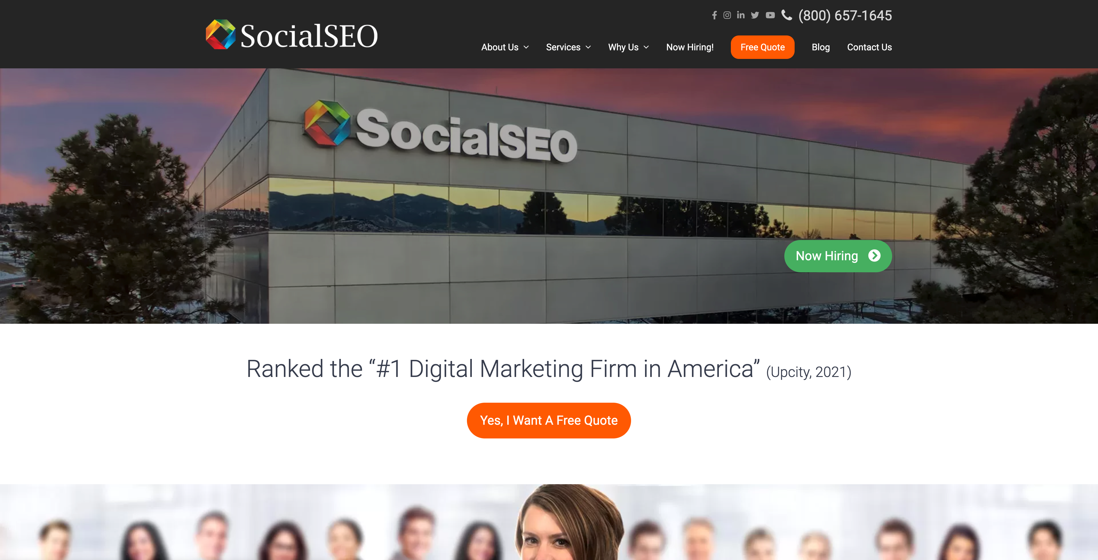 SocialSEO's homepage.