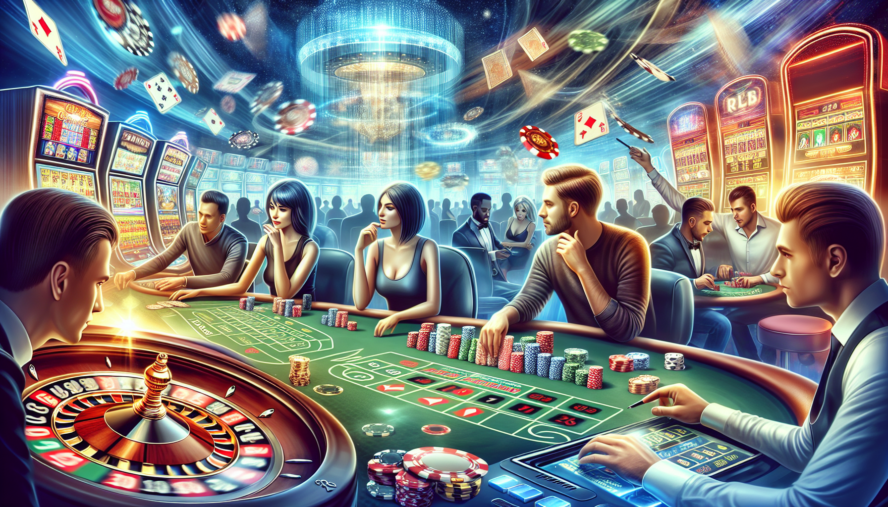 Illustration of diverse casino games