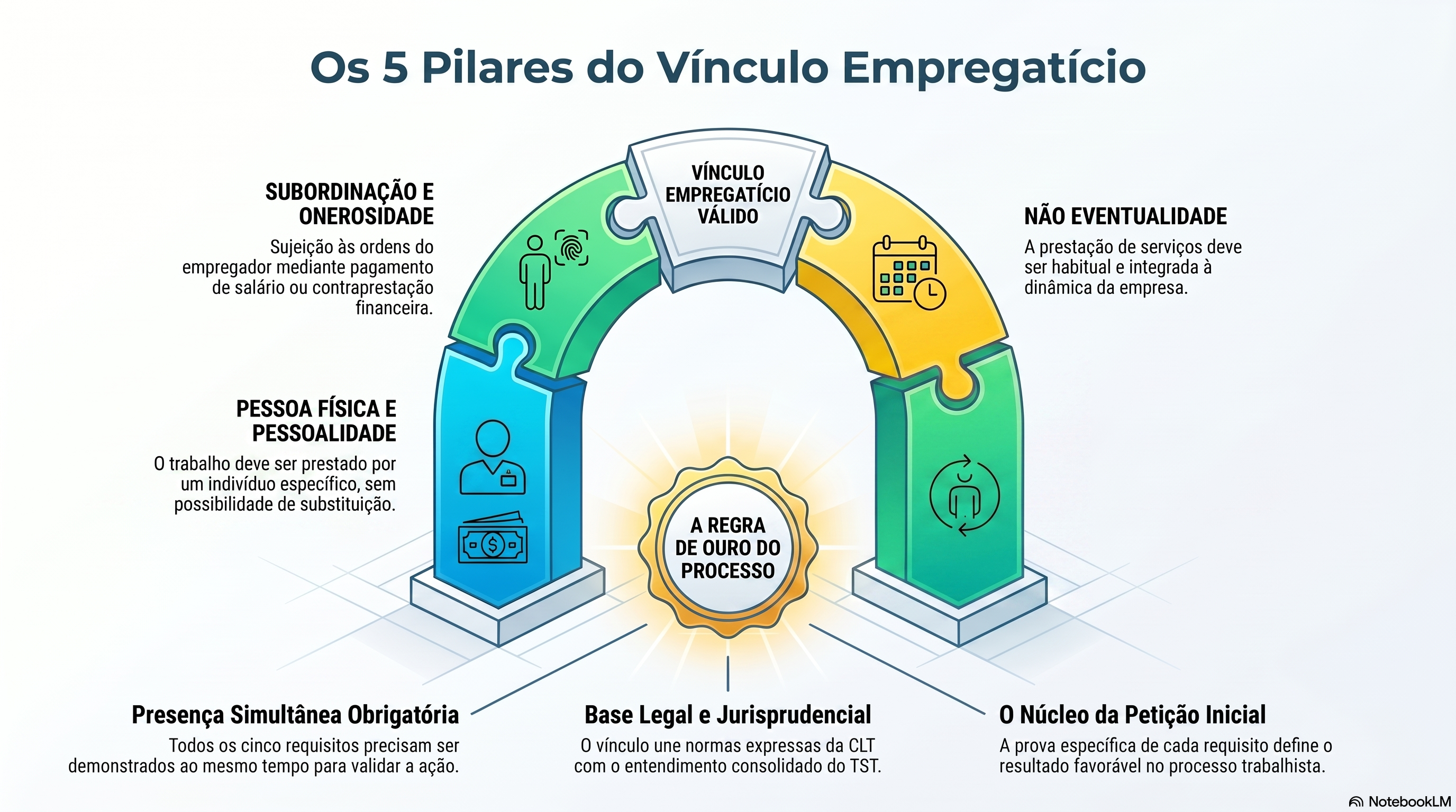 Quais são os requisitos do vínculo empregatício que a CLT exige provar no processo?