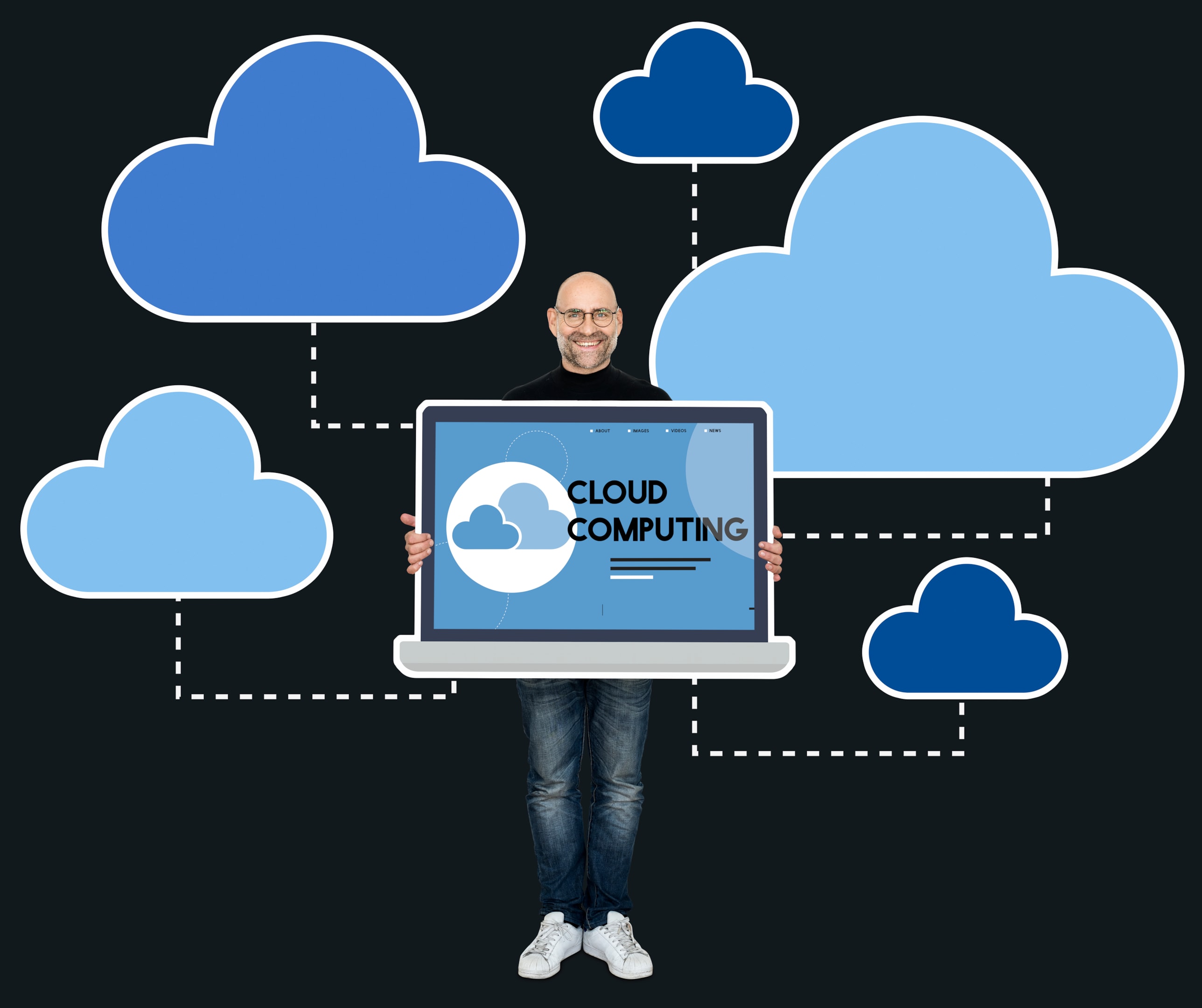 The image depicts an abstract concept of a cloud provider