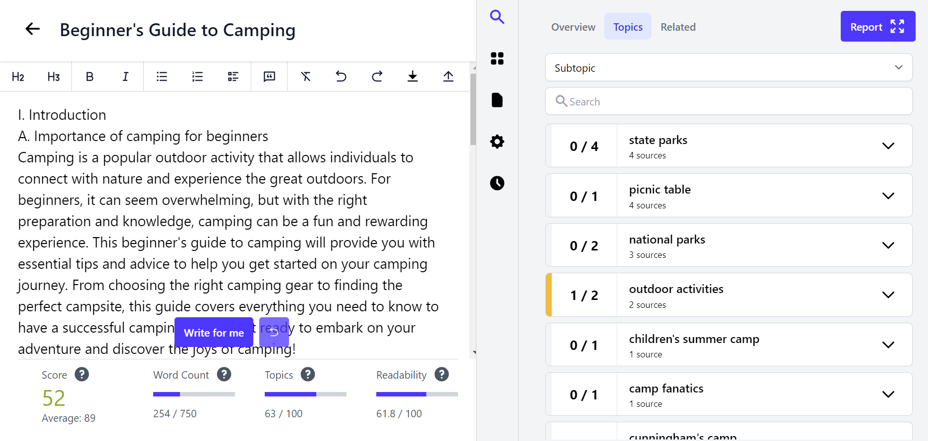 NeuralText Long-Form Document Editor and Topics feature