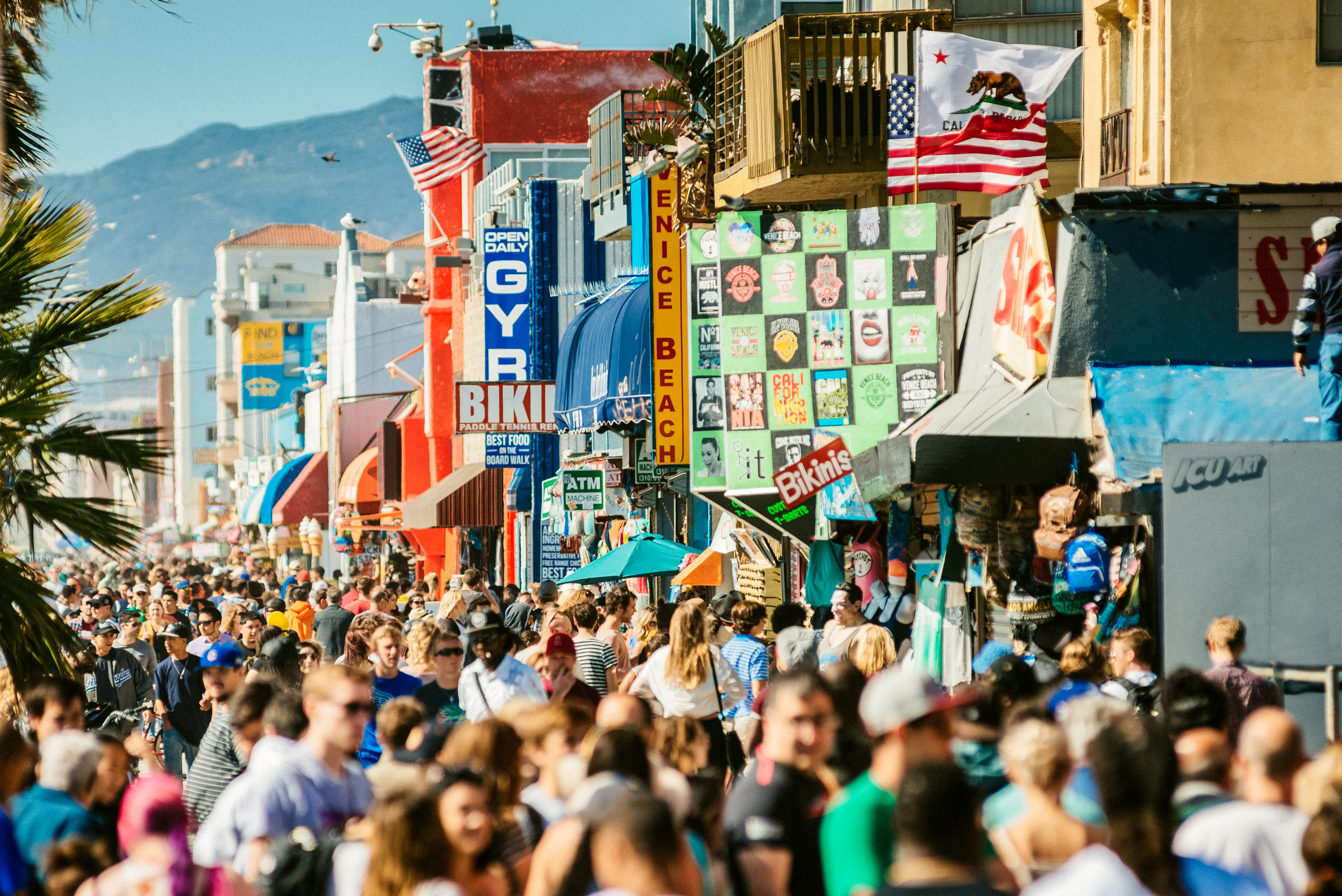 Crowded tourist destination on a boardwalk