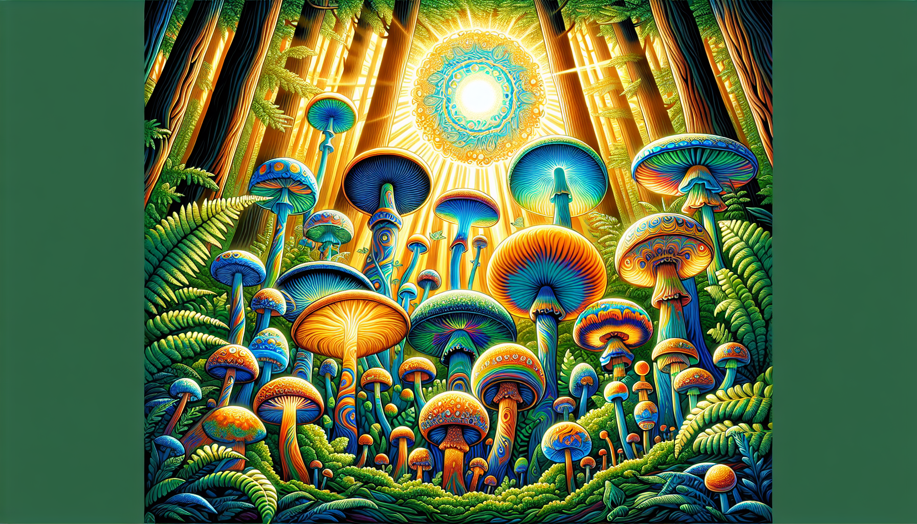 An illustration depicting various types of magic mushrooms, highlighting their unique features.