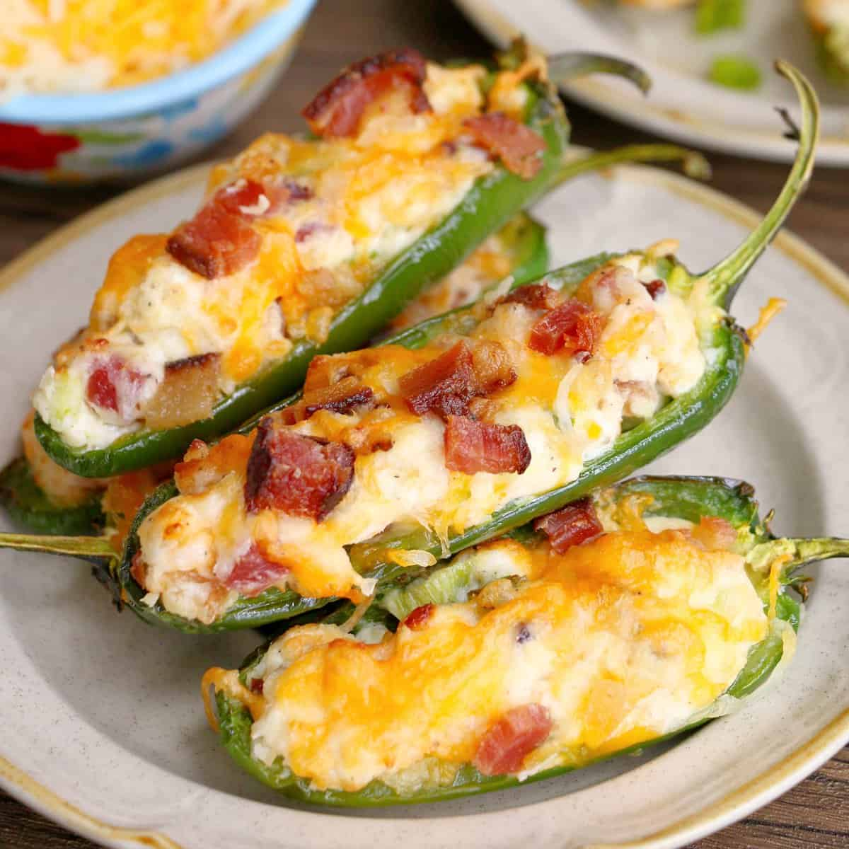 Jalapeno Poppers - Stuffed with Cream Cheese, Topped with Cheese and Bacon, a Spicy and Cheesy Delight for Brisket
