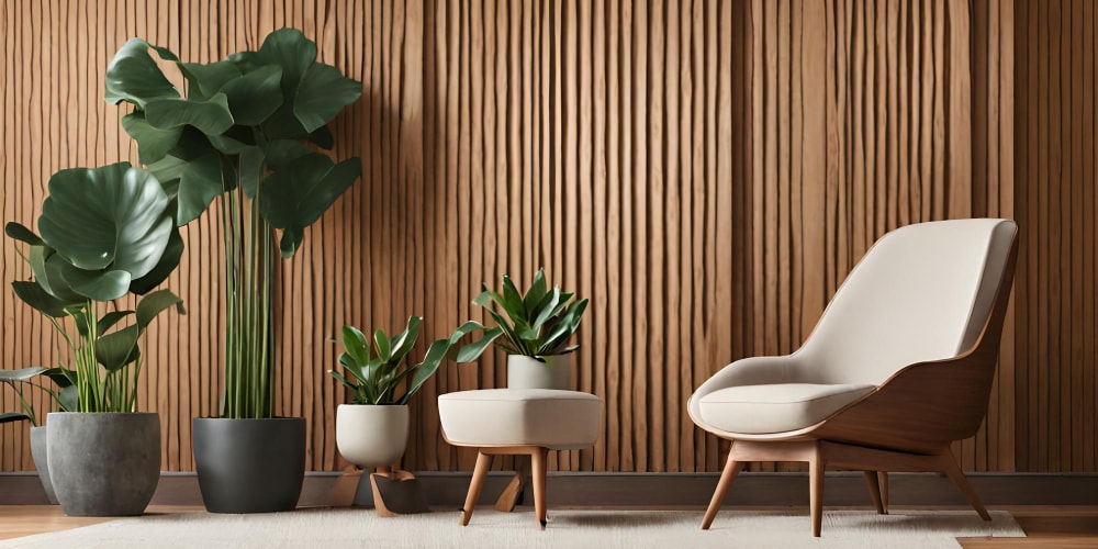 interior wood slat wall ideas for living room with botanical