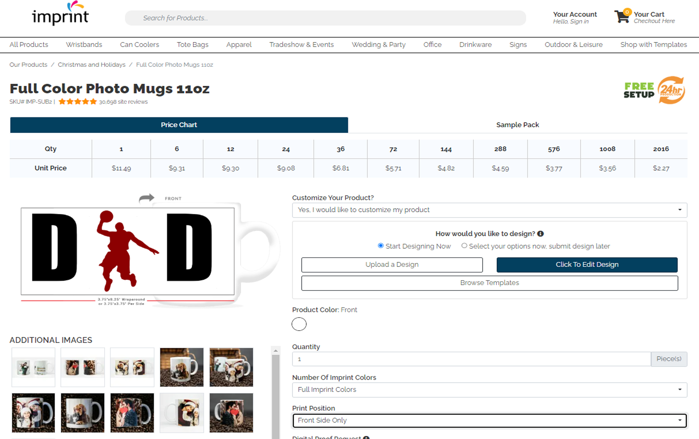 item customization page