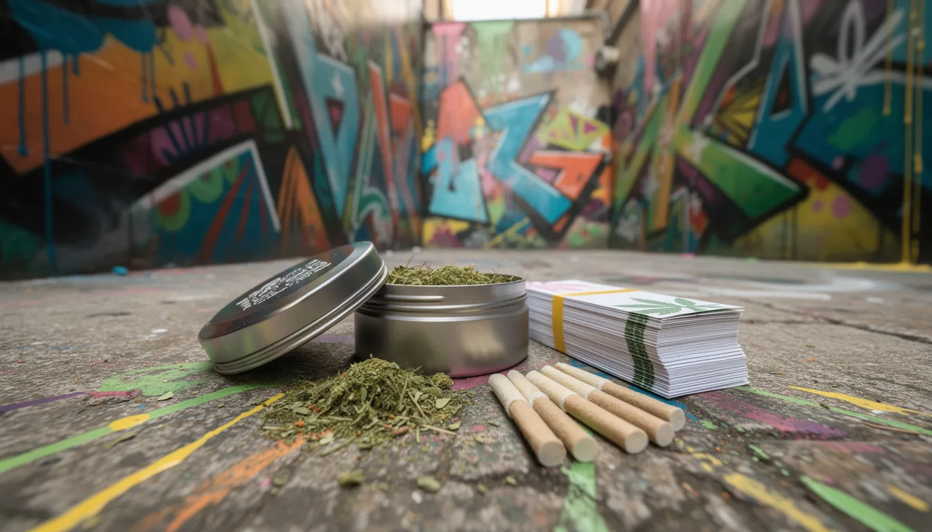 Die Grundausstattung zum Joint Drehen umfasst Utensilien wie Grinder, Papers und Filter.