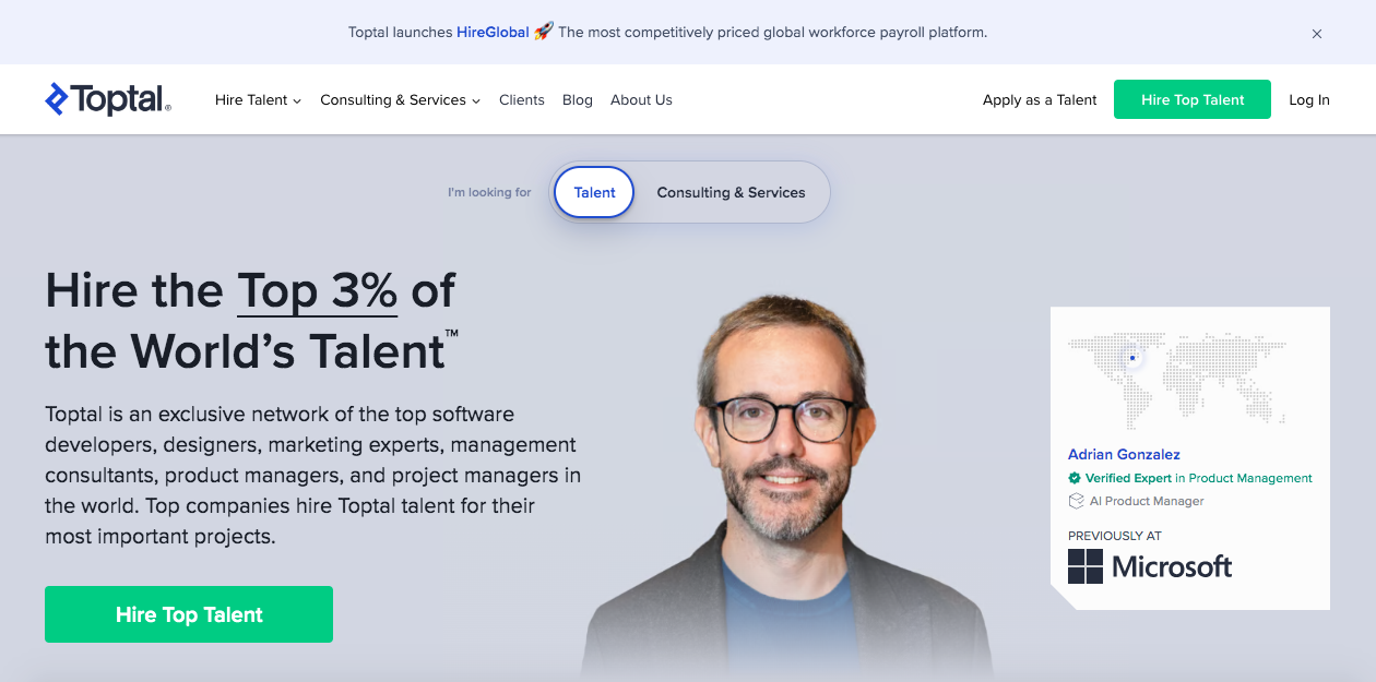 Toptal Homepage