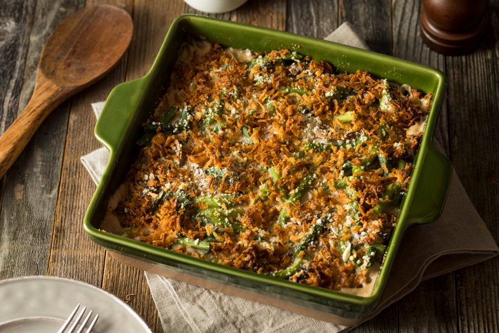 Homemade green bean casserole.