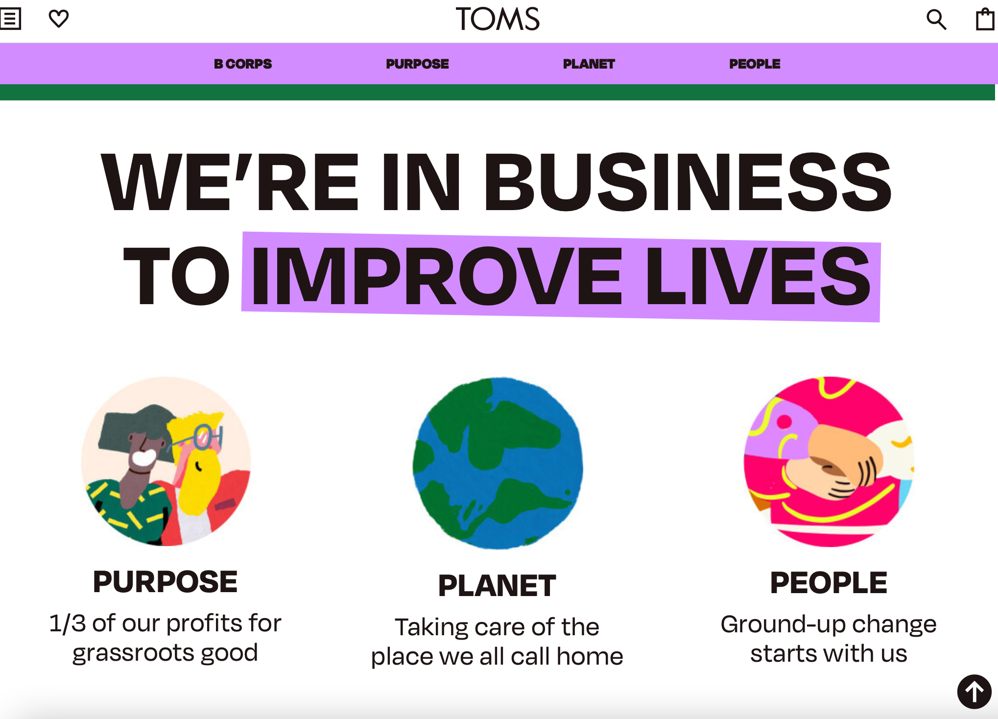 TOMS shows how they keep their promises to give back on their website.