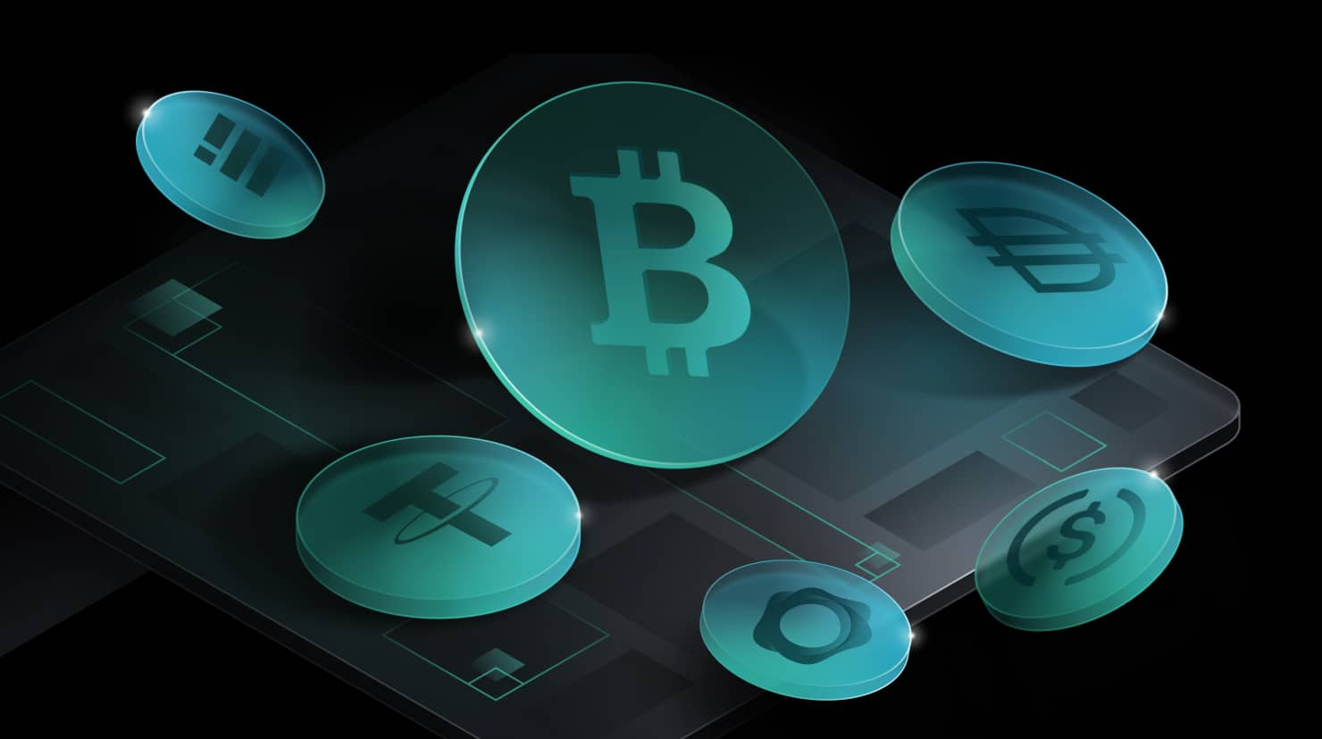 A digital image showcasing different types of cryptocurrencies. 