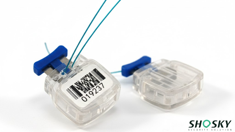 Barcode-labeled plastic security seal pair