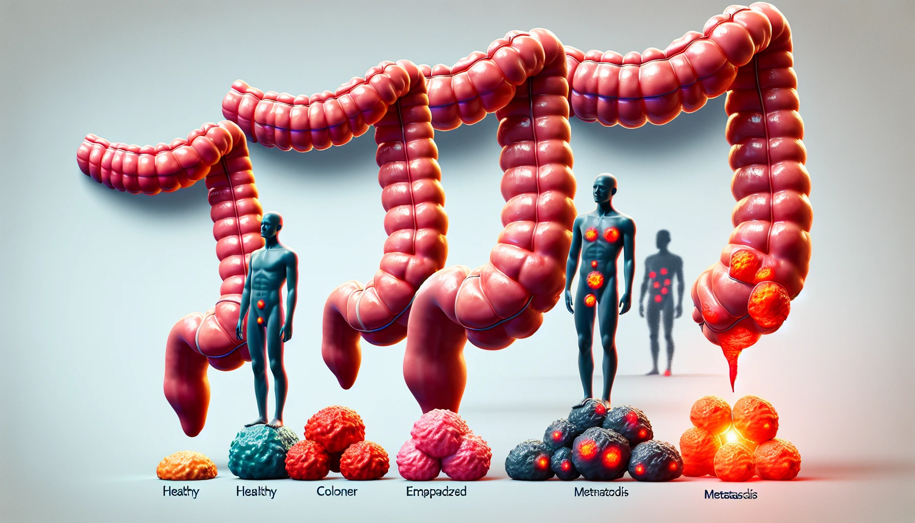 Illustration of colon cancer stages