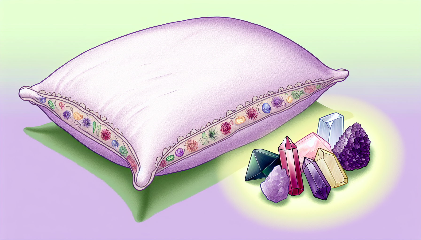 Crystals arranged under a pillow