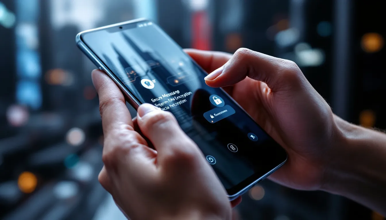 Ein Benutzer, der eine sichere Messaging-App auf einem Smartphone verwendet, um sicher zu kommunizieren.