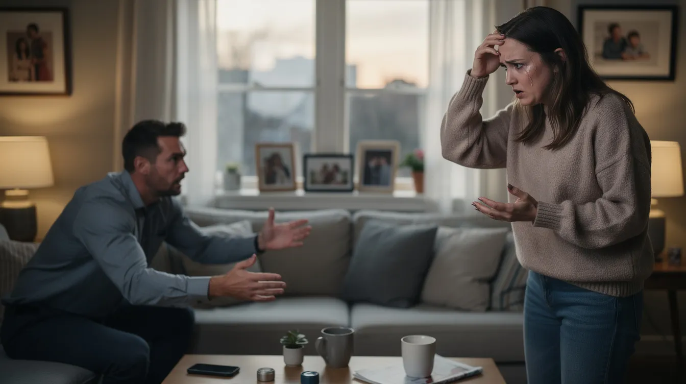A couple is seen in their home, engaged in a heated argument, with the woman appearing very upset, highlighting the emotional turmoil that can arise when mutual respect and open communication are lacking in a romantic relationship. This scene illustrates the challenges of encountering conflict and the importance of emotional support and honest communication in maintaining a healthy partnership.