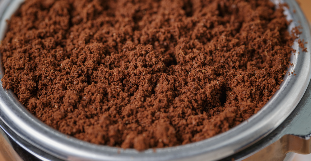close up look of ground coffee