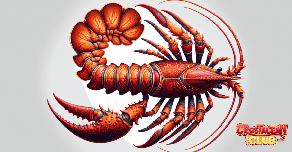 Artistic representation of a female lobster's tail