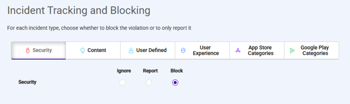 Figure 2: AppHarbr settings that block and report security threats in your ads