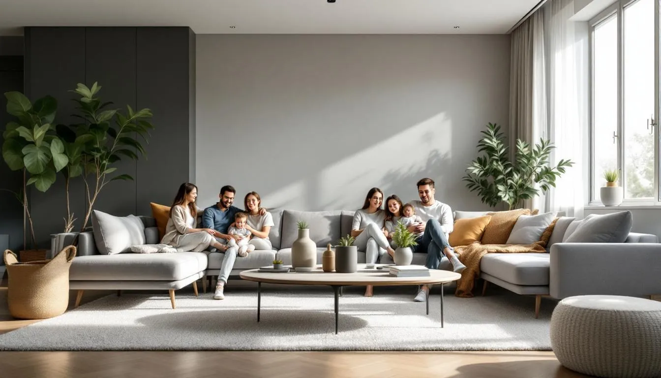 A satisfied family enjoying their clean home, illustrating the reasons to choose a specific housekeeping team.