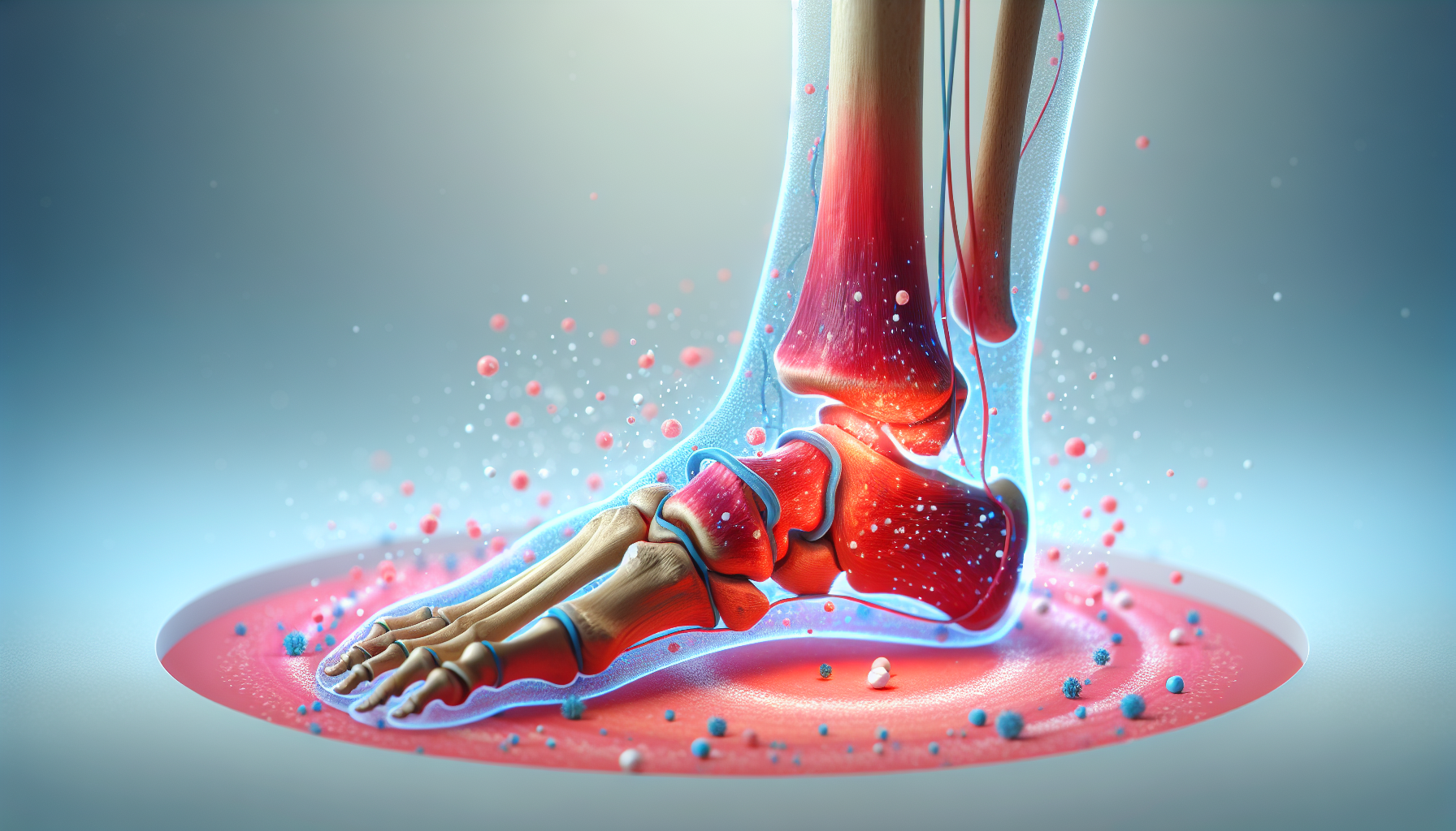 Illustration of inflamed ankle joint affected by arthritis