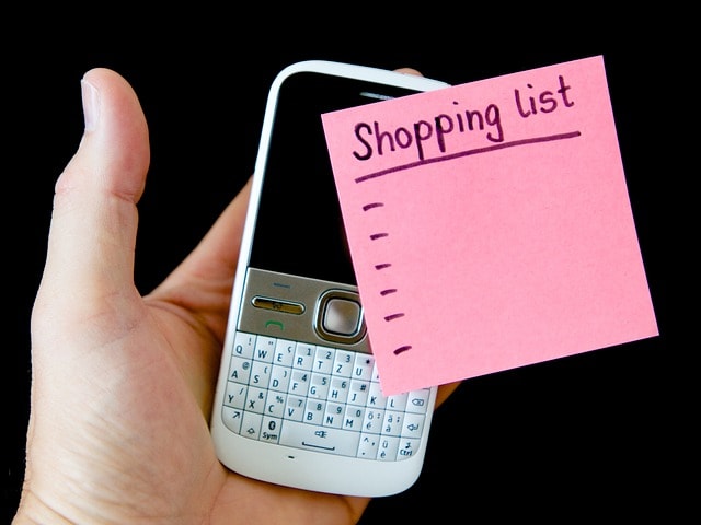 Shopping list on Blackberry