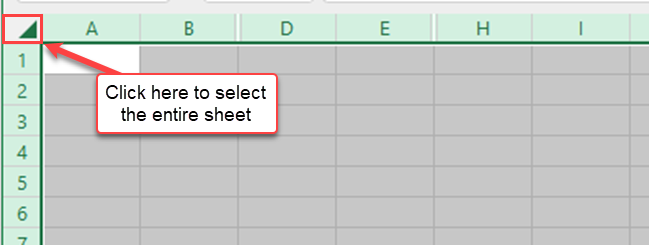 Selecting the entire sheet