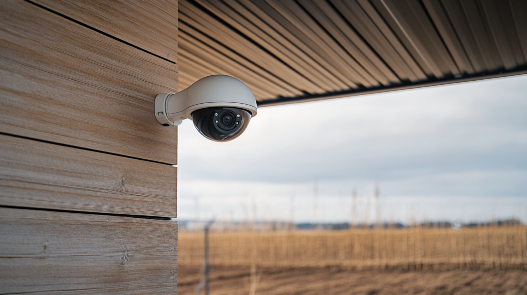 Dome Camera Overlooking wheat field