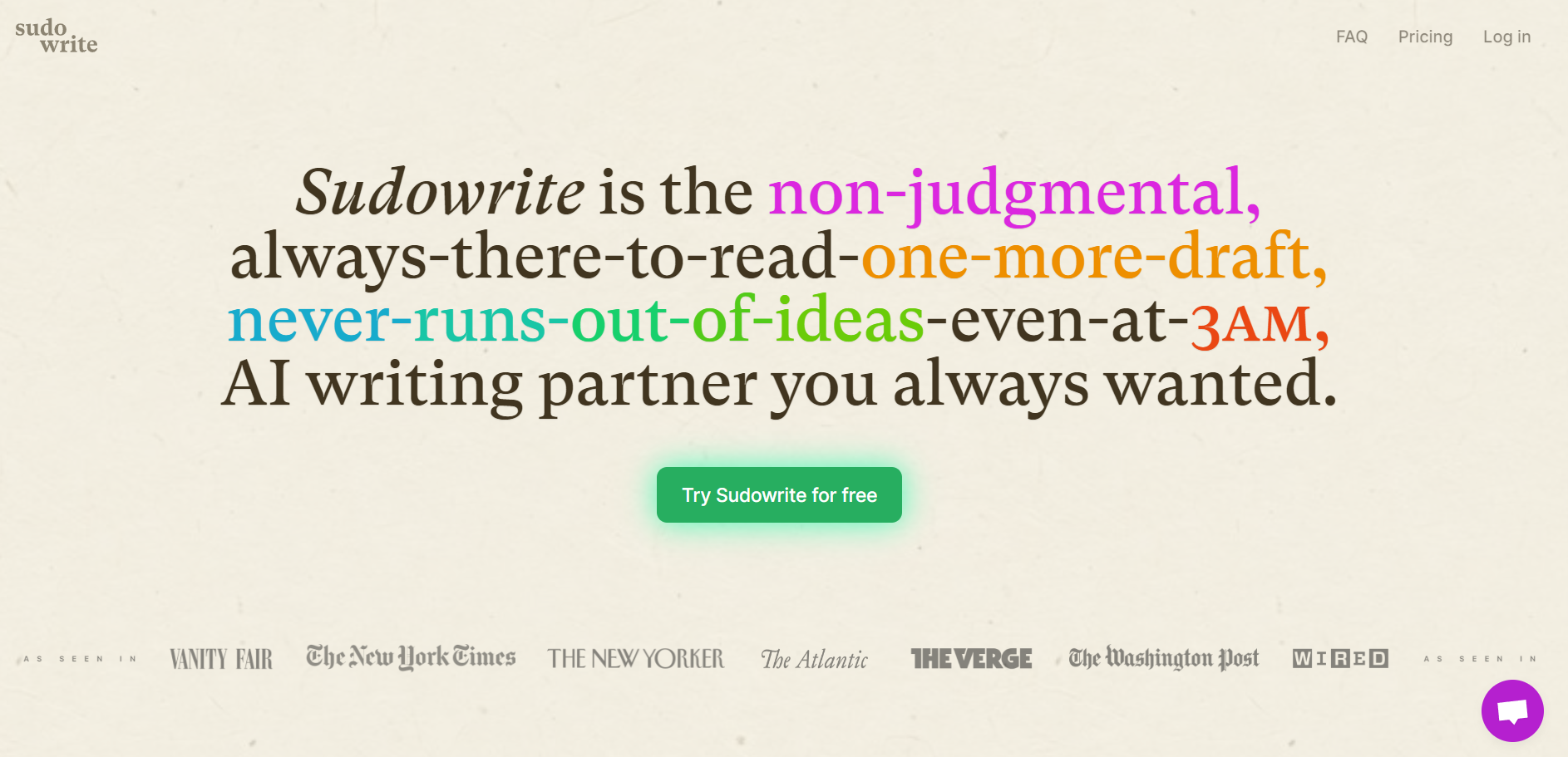 Sudowrite Homepage