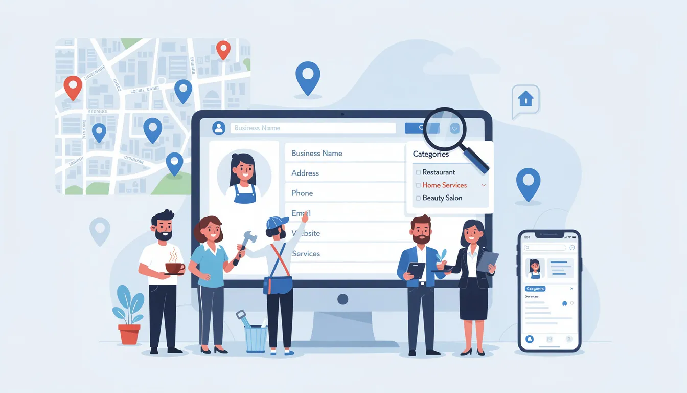 An informative image depicting a local business listing, showcasing essential business information such as contact details, address, and services offered. This visual emphasizes the importance of selecting relevant business categories to enhance local visibility and attract more potential customers through search engines and online business directories.