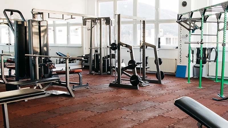 Rubber mat flooring in the gym