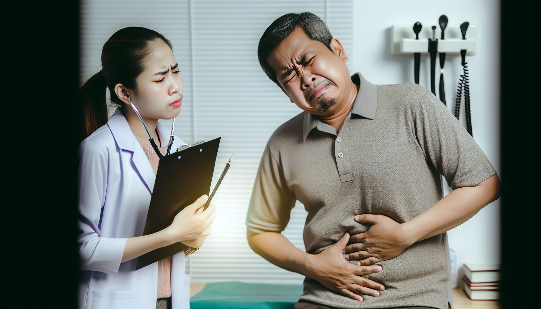 Photo of a person experiencing symptoms of colon cancer