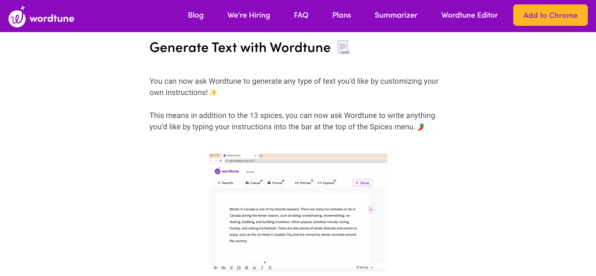 Wordtune Information Page - Generate Text with Wordtune