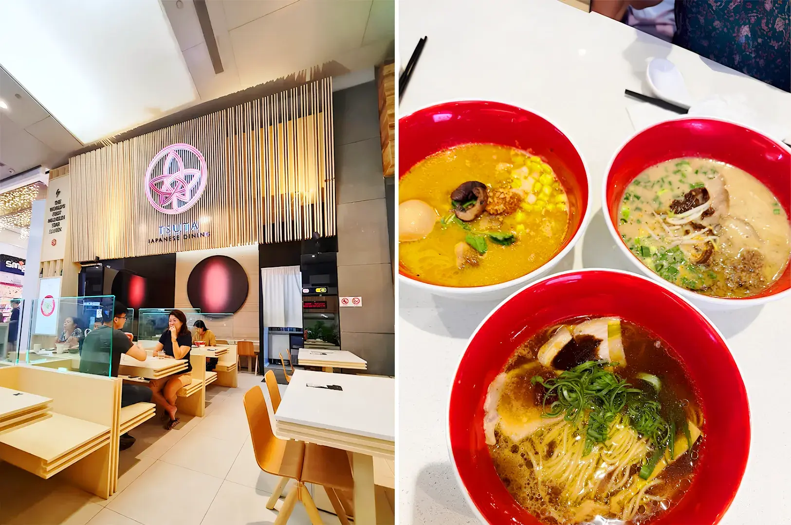 Tsuta Japanese Soba Noodles at Jewel Changi serving signature ramen bowls in modern Japanese dining space Singapore