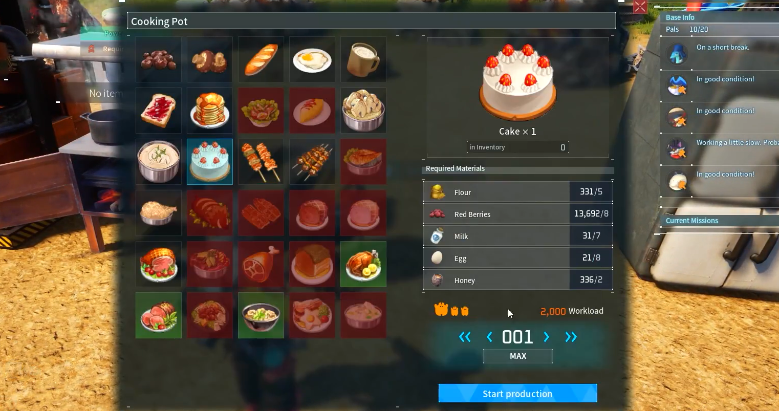 crafting cake palworld