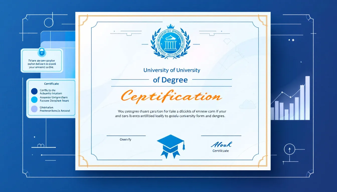 Un ejemplo de un título universitario registrado y verificable.