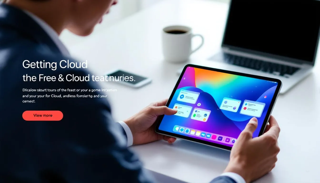 Une personne utilisant un iPad pour le travail collaboratif via iCloud.
