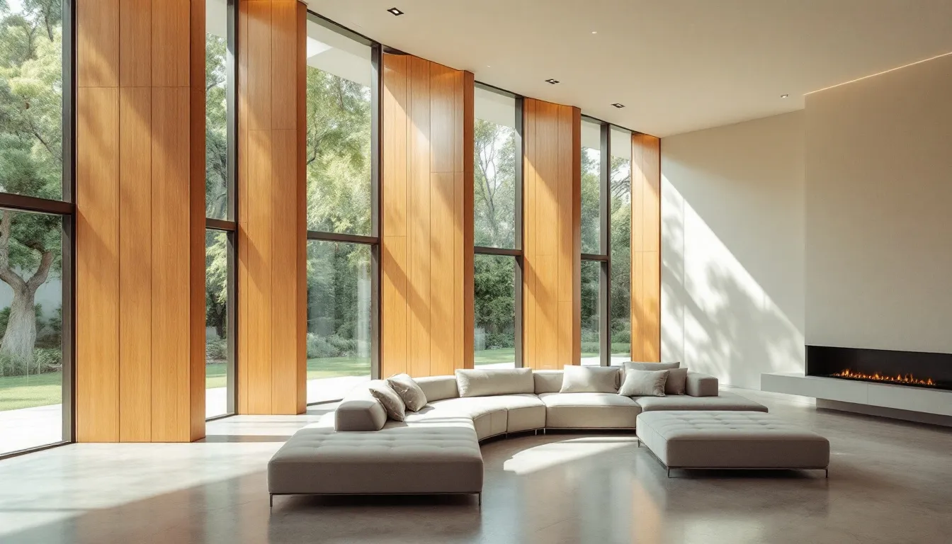 Custom window treatment solutions for high windows, showcasing unique designs.