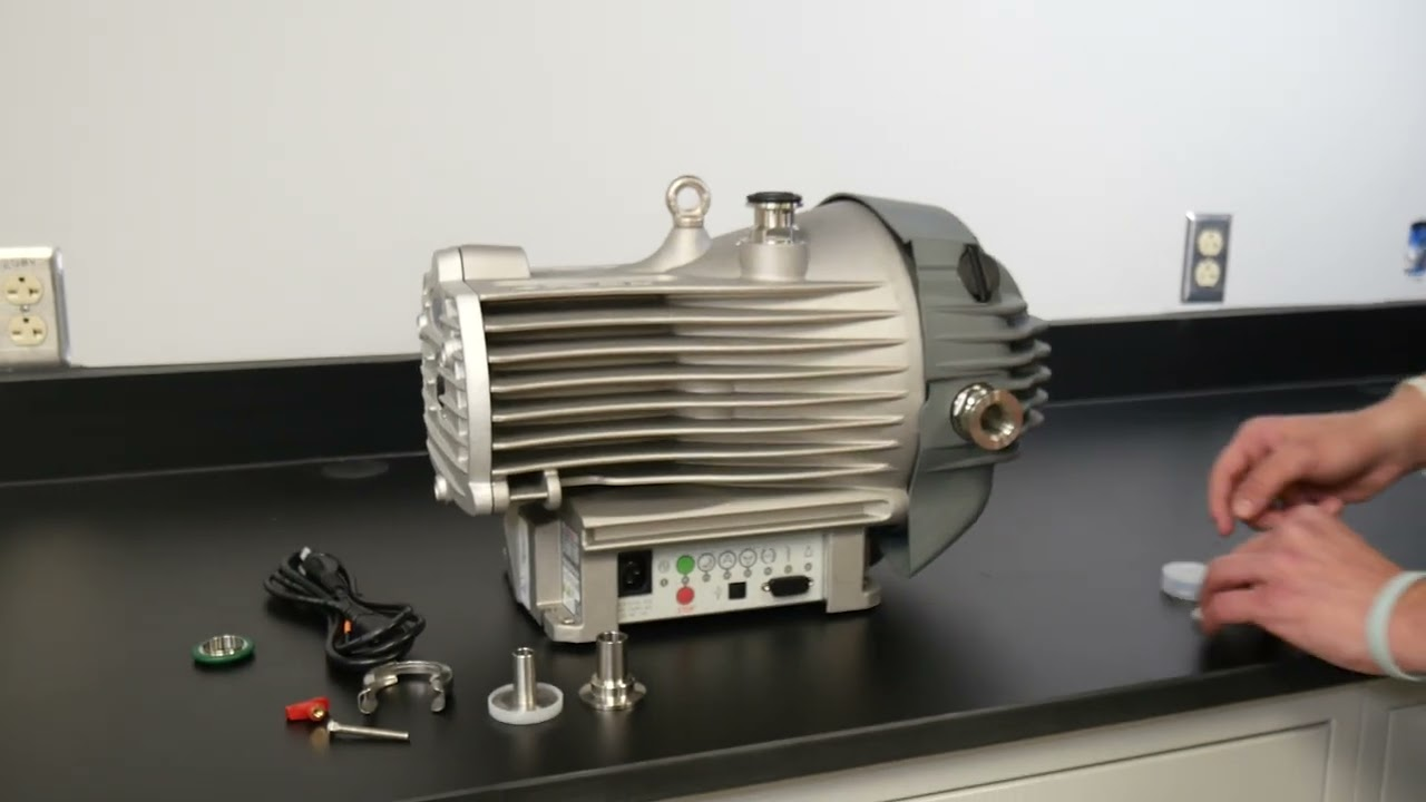 A picture of a lab vacuum pump with essential accessories