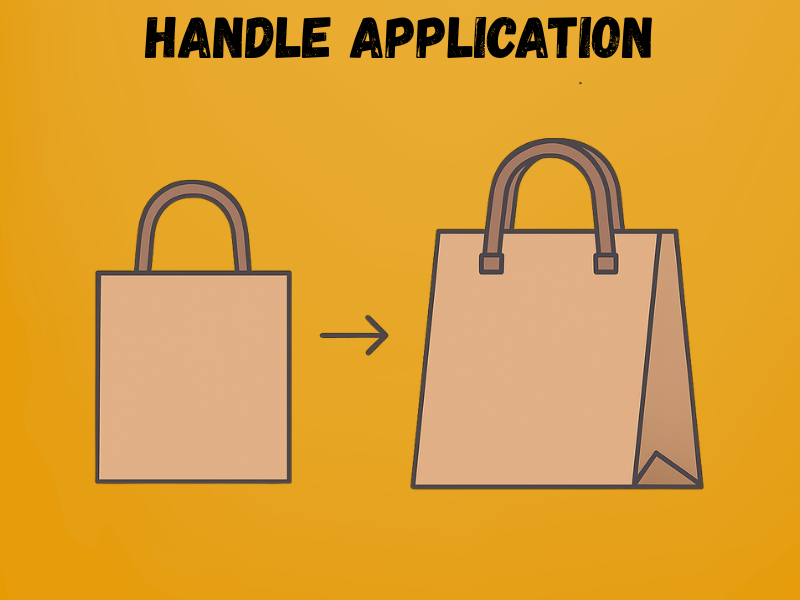 An illustration of a Handle Application Process of Paper Bag Manufacturing