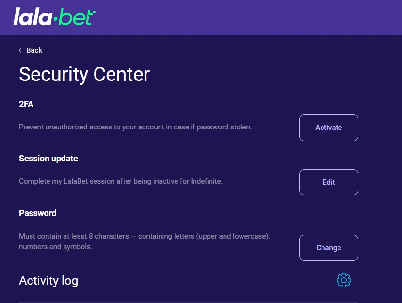Lala.bet security features